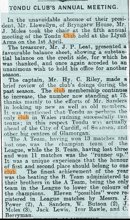 Glamorgan gazette 10th April 1914