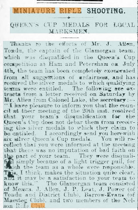 Glamorgan Gazette 29th July 1910